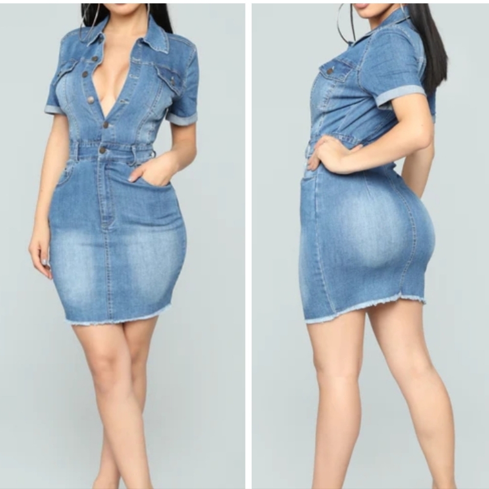 Fashion Nova Blue Denim Mini Dress